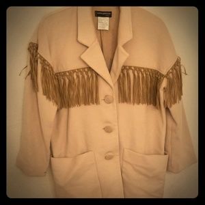 French Vintage Fringe Wool Coat